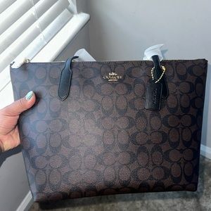 COACH Zip Top Tote In Signature Canvas